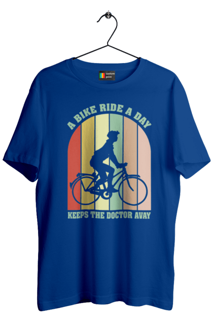 Футболка чоловіча з принтом "Поїздка на велосипеді". Велопрогулянка, велосипед, здоровий спосіб життя, зож, поїздка на велосипеді. 2070702