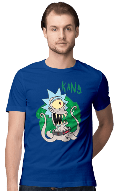 Men's t-shirt with prints Rick and Morty. Adventures, black humor, cartoon, rick, rick and morty, sci-fi, tragicomedy. 2070702