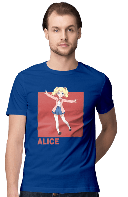 Men's t-shirt with prints Kiniro Mosaic Alice Cartelet. Alice, alice cartelet, anime, gold mosaic, kiniro mosaic, kinmoza, manga. 2070702