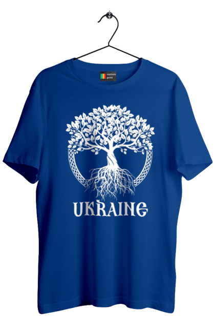 Футболка чоловіча з принтом "Дерево Україна". Дерево, дерево з корінням, дерево україна, зсу, патріотична, україна, українська. 2070702