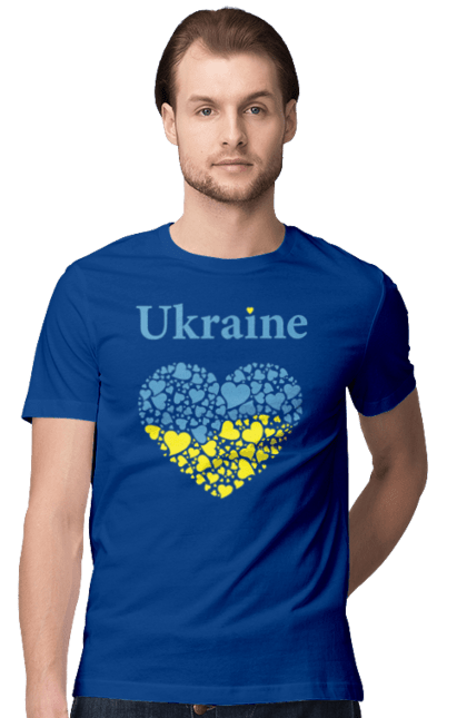 Футболка чоловіча з принтом "Ukraine Heart". Прапор, серце, україна. 2070702