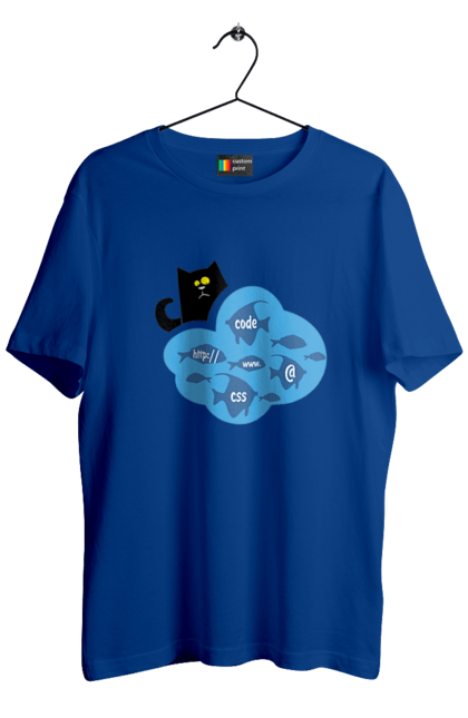 Футболка чоловіча з принтом "Кіт програміст". Angular, c, css, html, it, javascript, jquery, php, python, react, svelt, vue, айтишник, айті, гумор, код, кодувати, прогер, програміст, програмісти, ти ж, ти ж програміст, тиж програміст. 2070702