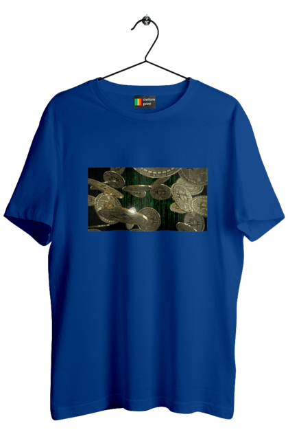 Футболка чоловіча з принтом "Біткойн". Багатство, біткойн, валюта, гроші, криптовалюта, курс, майнінг, матриця, монета, розкіш, цифровий світ. 2070702