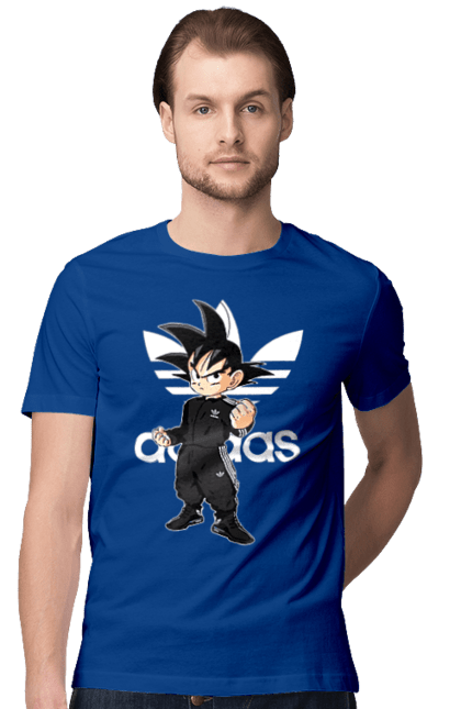 Футболка чоловіча з принтом "Adidas Сон Гоку". Adidas, dragon ball, manga, son goku, адідас, аніме, гоку, манга, перли дракона, сон гоку. 2070702