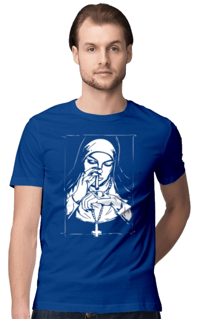 The nun sniffs the powder