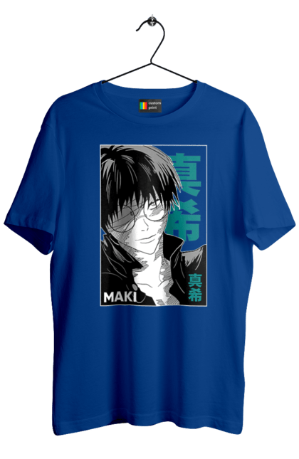 Men's t-shirt with prints Jujutsu Kaisen Maki. Anime, dark fantasy, jujutsu kaisen, magic battle, maki, maki zenin, manga, mystic. 2070702