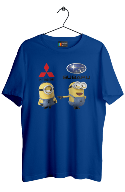 Футболка чоловіча з принтом "Minion Субару". Авто, машини, міньйони, мітсубісі, субару. 2070702