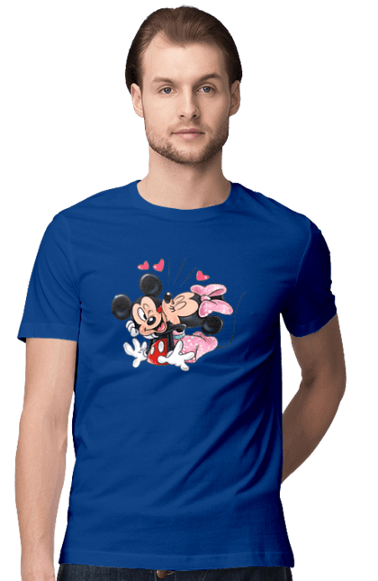 Футболка мужская с принтом Микки Маус и Минни Маус. Mickey mouse, minnie mouse, дисней, микки, микки маус, минни маус, мультфильм. 2070702