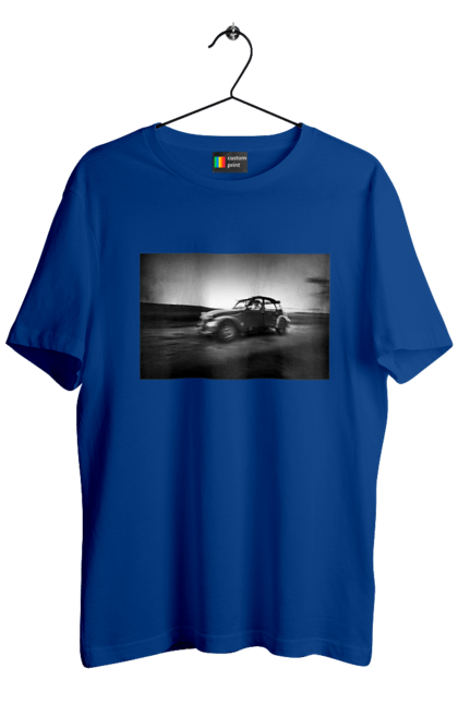 Футболка чоловіча з принтом "Ретро машина чб". Авто, ретро, ретро машина, чорно біла машина. 2070702