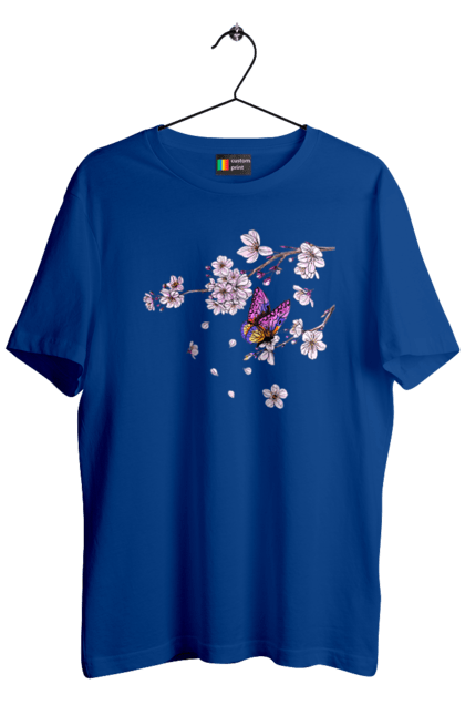 Men`s t-shirt with prints Butterfly And Sakura. Butterfly, sakura, spring, wood. 2070702