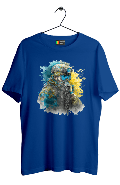 Футболка чоловіча з принтом "Снайпер ЗСУ". Армія, зсу, прапор україни, символи україни, снайпер, солдат, україна. 2070702