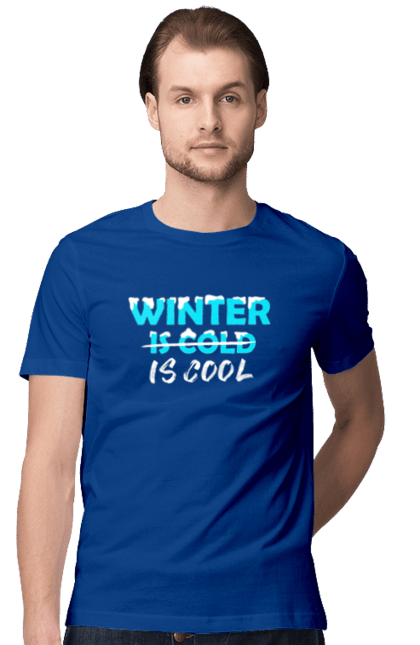 Футболка чоловіча з принтом "Зима це круто". Зима, круто, напис, погода, пори року, природа, свято, сезон, сніг. KRUTO.  Магазин популярних футболок