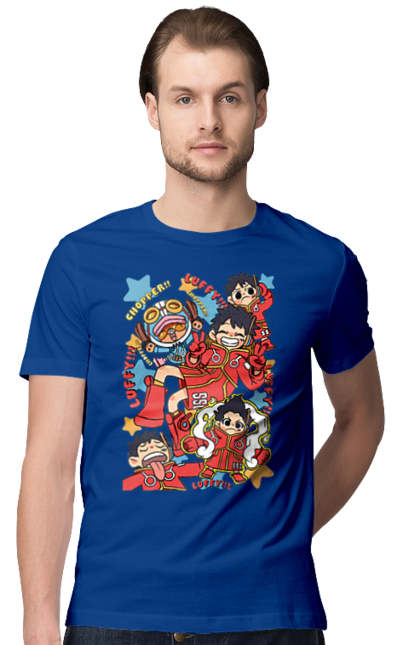 Men's t-shirt with prints One Piece Luffy. Anime, luffy, manga, monkey de luffy, one piece, pirates. 2070702