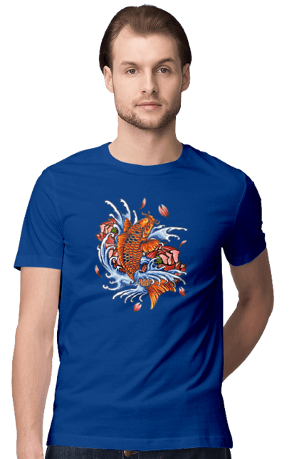 Футболка чоловіча з принтом "Риба і хвилі". Ryba, квітка, хвиля. 2070702