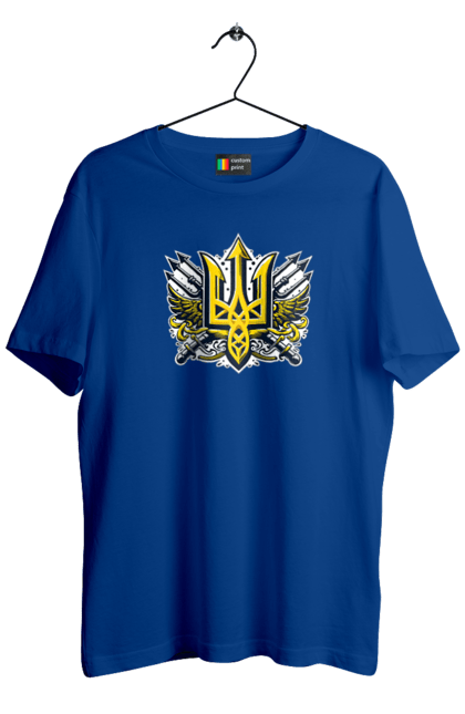 Футболка чоловіча з принтом "Символіка україни". Герб, патріотичні зображення, символіка, тризуб, україна. 2070702