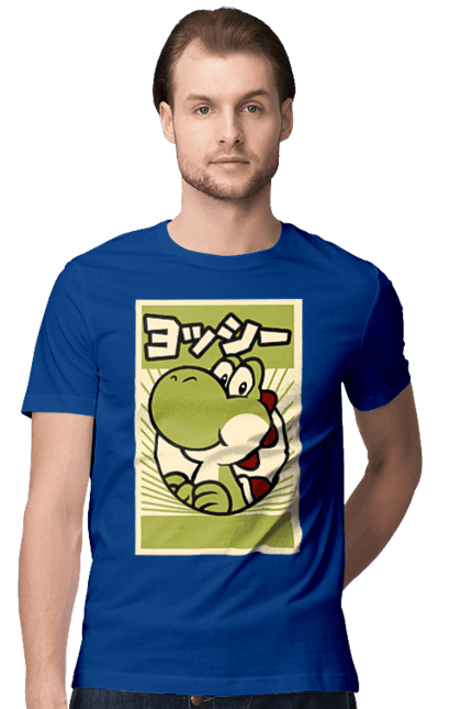 Men's t-shirt with prints Mario Yoshi. Character, dinosaur, games, mario, nintendo, super mario world, yoshi. 2070702