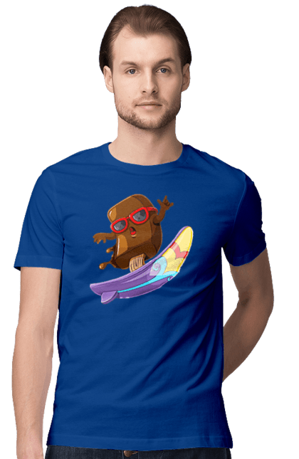 Men`s t-shirt with prints Morozhenko On The Surf. Glasses, ice cream, summer, surfing. 2070702