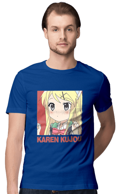 Men's t-shirt with prints Kiniro Mosaic Karen Kujo. Anime, gold mosaic, karen, karen kujo, kiniro mosaic, kinmoza, manga. 2070702