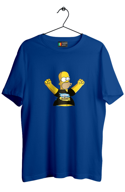 Футболка чоловіча з принтом "Сімпсон та російський корабель". Війна, гомер, гомер сімпсон, марка корабель, патріот, перемога, російський корабель, сімпсон, україна. 2070702