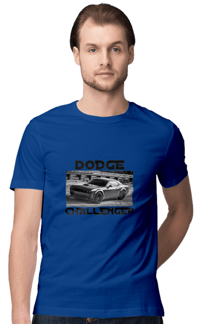 Men`s t-shirt with prints Dodge challenger. An american legend, auto, car, classic car, cult car, dodge challenger, powerful car, zhmasl kar. 2070702