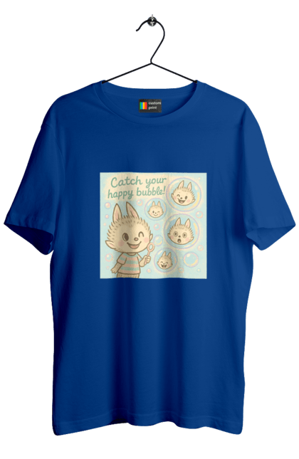 Футболка чоловіча з принтом "Лабубу". Бульбашки, грайливо, каваї, казково, лабубу, милаілюстрація, ніжнікольори, пастельнамистецтво, щасливі бульбашки. 2070702