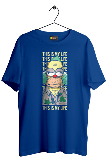 Футболка мужская с принтом THIS IS MY LIFE KRUSTY plus. Krusty, krusty the clown, simpsons, клоун красти, красти, симпсоны. 2070702