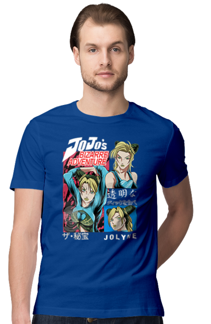 Men's t-shirt with prints JOJO Jolyne Cujoh. Anime, jojo, jojo`s bizarre adventure, jojo’s bizarre adventure, jolyne cujoh, manga. 2070702