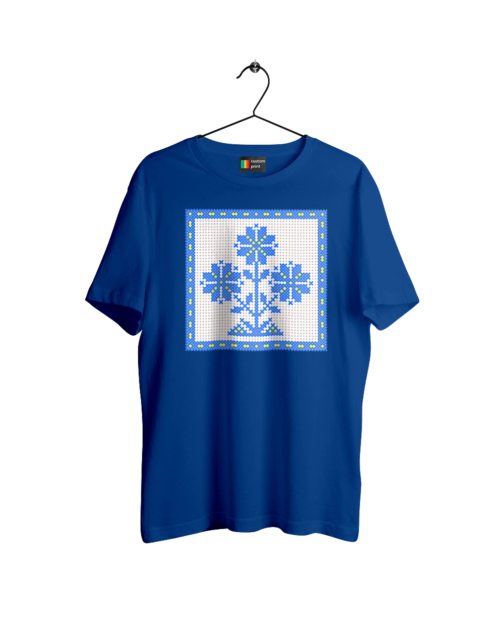 Yellow blue embroidery flowers