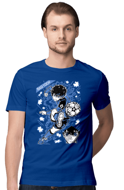 Men's t-shirt with prints Blue Lock Isagi Yoichi. Anime, blue lock, blue prison, manga, sport, sports anime, yoichi isagi. 2070702