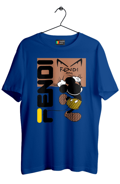 Футболка мужская с принтом Fendi Микки Маус. Fendi, mickey mouse, бренд, дом моды, италия, люкс, микки маус, мода, сумка, фенди. 2070702