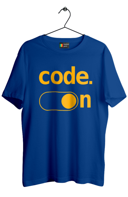 Men`s t-shirt with prints Code on. Code, code on, developer, git hub, it specialist, java, javascript, php, programmer, python. 2070702