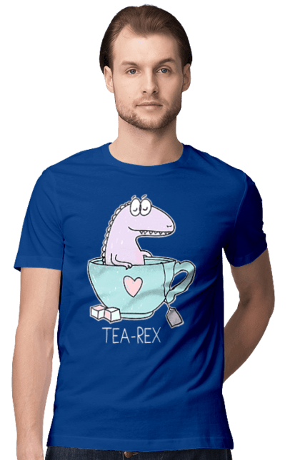 Футболка чоловіча з принтом "Динозавр прінмаем в чашці чай". Динозавр, релакс, чай, чашка. futbolka.stylus.ua