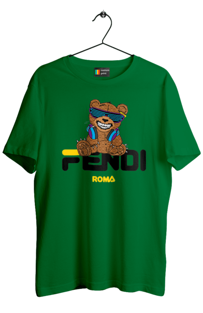 Men's t-shirt with prints Fendi. Bag, bear, brand, clothes, fashion, fashion house, fendi, italy, luxury, lvmh. 2070702