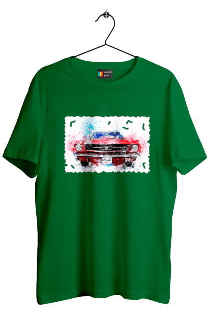Men`s t-shirt with prints Mustang car. Car, donations, help, horse, mustang, mustang car, paypal, road, ukraine, wheel. 2070702