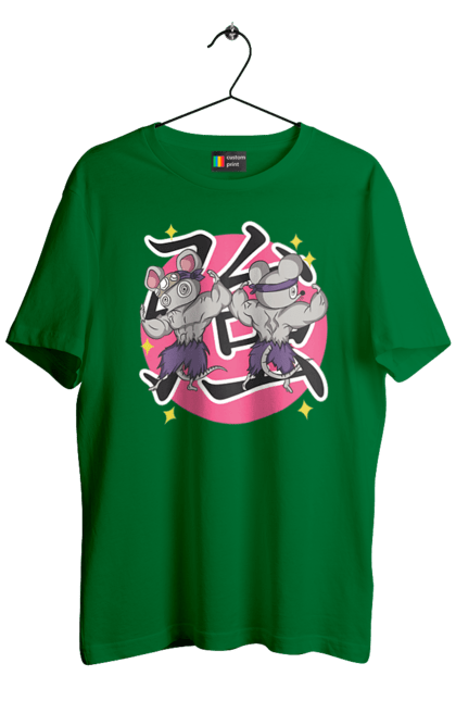 Men's t-shirt with prints Demon Slayer Uzui Tengen's mice. Anime, demon slayer, kimetsu no yaiba, manga, mice, serial, tengen, tengen uzui, uzui. 2070702