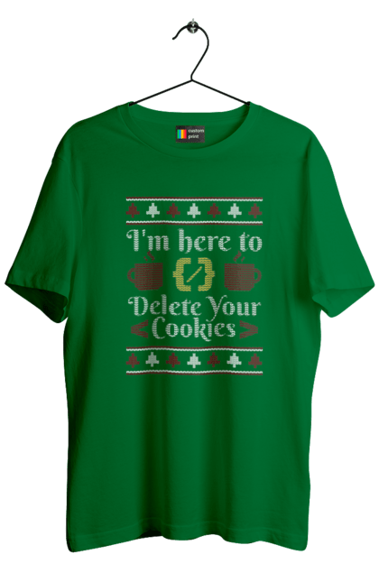 Футболка чоловіча з принтом "Я тут щоб з'їсти твої кукі". 404, ай ті, айтішник, бінарний, код, програміст, розробник, хакер. 2070702