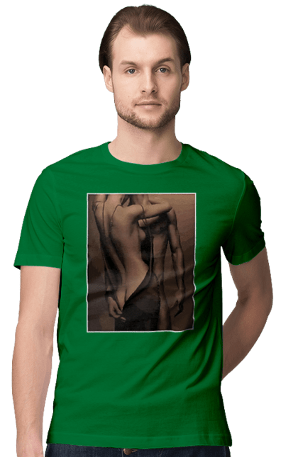 Футболка чоловіча з принтом "Інтрига". Взаємність, захоплення, інтрига, любов, неможливо встояти, секс, чоловік і жінка. 2070702