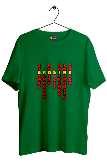 Футболка чоловіча з принтом "Україна". Абетка, авторський принт, латиниця, літери, напис, текст, україна. 2070702