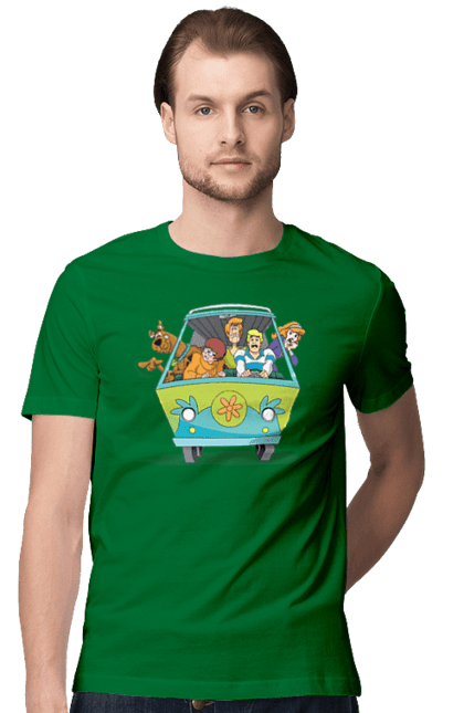 Men`s t-shirt with prints Scooby Doo Machine. Car, cartoon, dog, scooby doo. 2070702