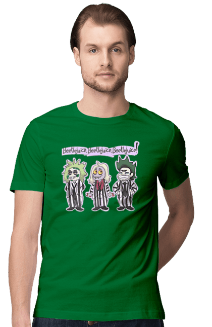 Men's t-shirt with prints Beetlejuice. Beetlejuice, comedy, ghost, horror, movie, tim burton, warner bros. 2070702