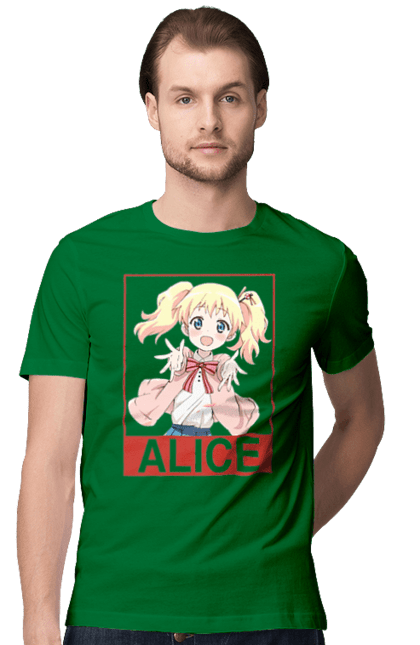 Футболка чоловіча з принтом "Золота мозаїка Аліса Картелет". Alice cartelet, anime, kiniro mosaic, kinmoza, manga, аліса, аліса картелет, аніме, золота мозаїка, манга. 2070702