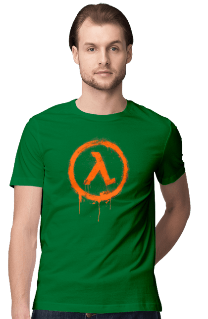 Men`s t-shirt with prints Half Life. Computer game, game, gamer, half life, mission, network game, now, passed, playstation, plot, rubilovo, sierra studios, stage. 2070702