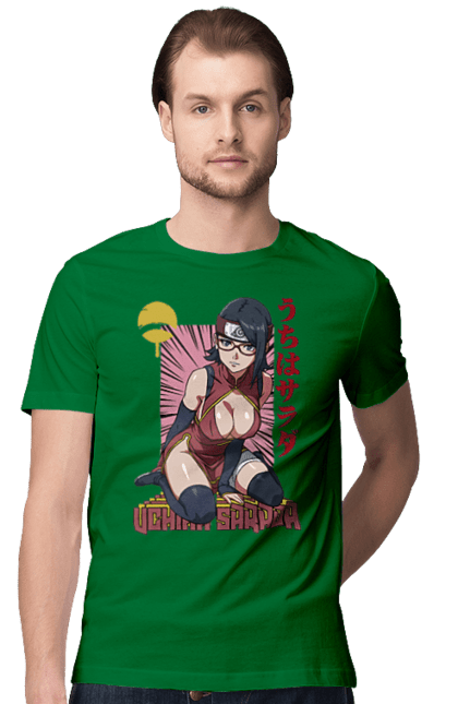 Men's t-shirt with prints Boruto Sarada Uchiha. Anime, boruto, manga, sarada uchiha, tv series, uchiha. 2070702