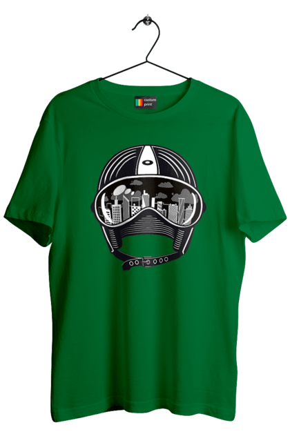 Футболка чоловіча з принтом "Шолом І Місто". Місто, швидкість, шолом. 2070702