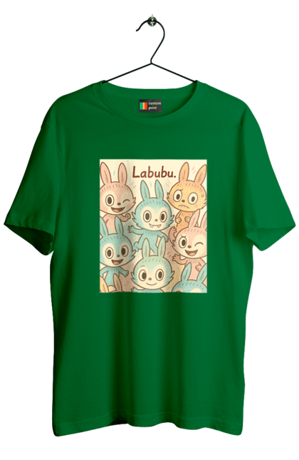 Футболка чоловіча з принтом "Лабубу". Безтурботно, грайливо, дизайнперсонажу, каваї, лабубу, милі мистецтво, ніжні відтінки, пастельніквіти, стиль мультфільму, чарівно. 2070702