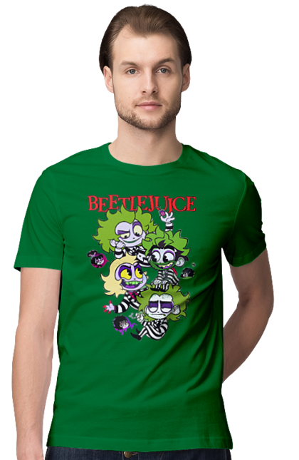 Men's t-shirt with prints Beetlejuice. Beetlejuice, comedy, ghost, ghost, horror, movie, tim burton, warner bros. 2070702