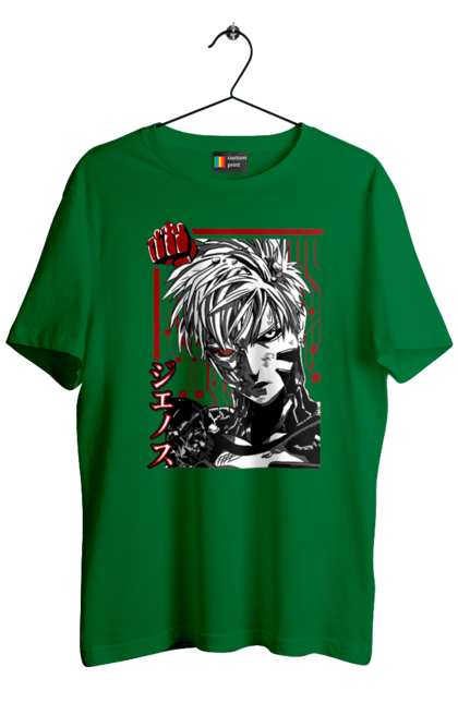 Men's t-shirt with prints One Punch Man Genos. Anime, comedy, cyborg, demon, demon cyborg, genos, manga, one punch man, parody, superheroes. 2070702