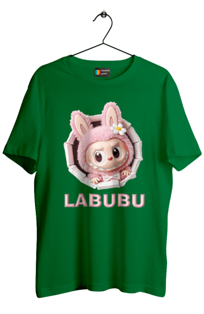 Футболка чоловіча з принтом "Лабубу". Іграшка лабубу, лабубу, лабубу кока кола, мерч лабубу, мила, рожева лабубу, смішна лабубу. 2070702