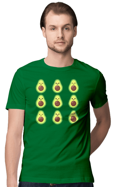 Men`s t-shirt with prints Avocado Mood. Avocado, emotion, food. 2070702