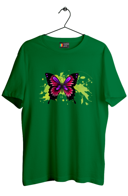 Men`s t-shirt with prints Pink Butterfly. Butterfly. 2070702